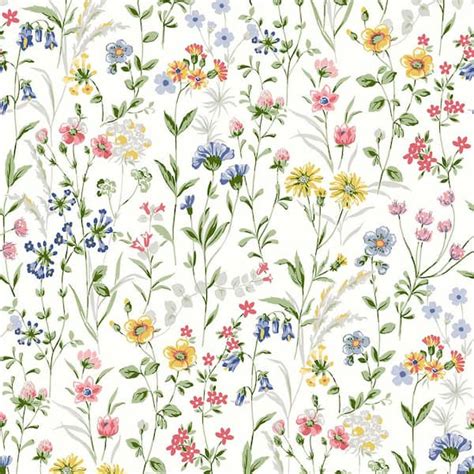 NextWall 30.75 sq. ft. Multicolored Wildflowers Vinyl Peel and Stick Wallpaper Roll NW41901 ...