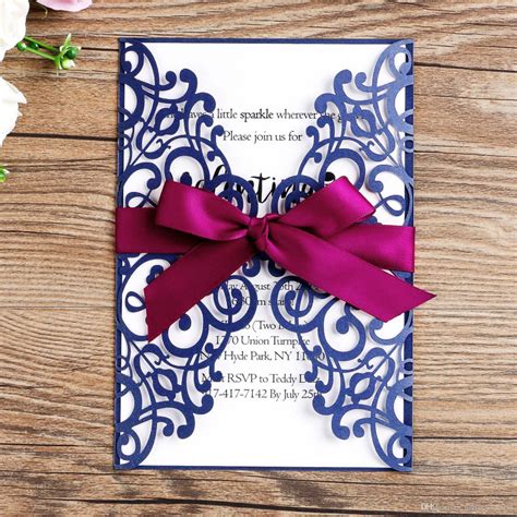 Wedding Pop Up Card Template Free New New 2019 Wedding Invitation Cards solid Bow Laser Cutting ...