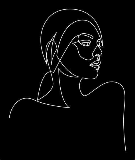 line Art Drawings People Faces Black