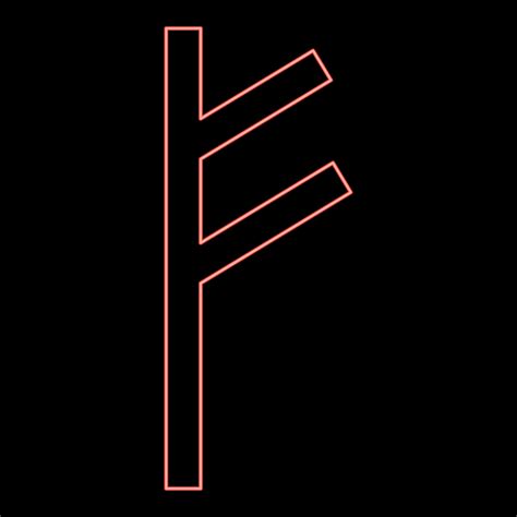 Neon fehu rune F symbol feoff own wealth red color vector illustration image flat style 15837788 ...