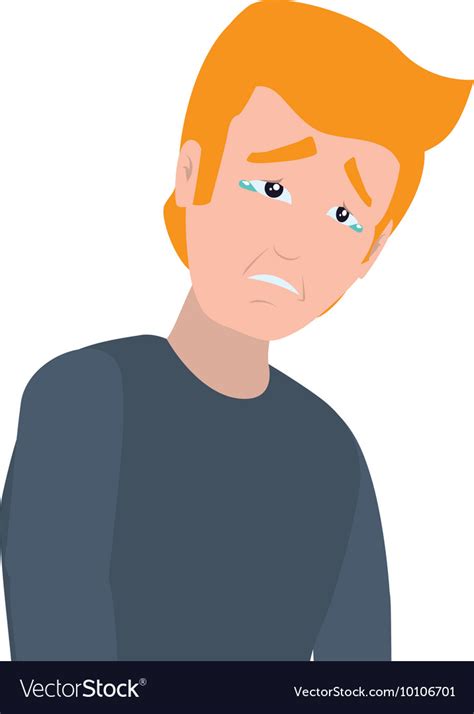 Face sad man expression cartoon icon Royalty Free Vector