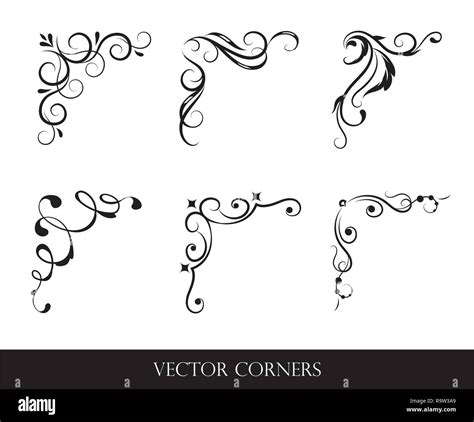 Set of frames, borders, labels. Collection of original design elements. Vector calligraphy ...