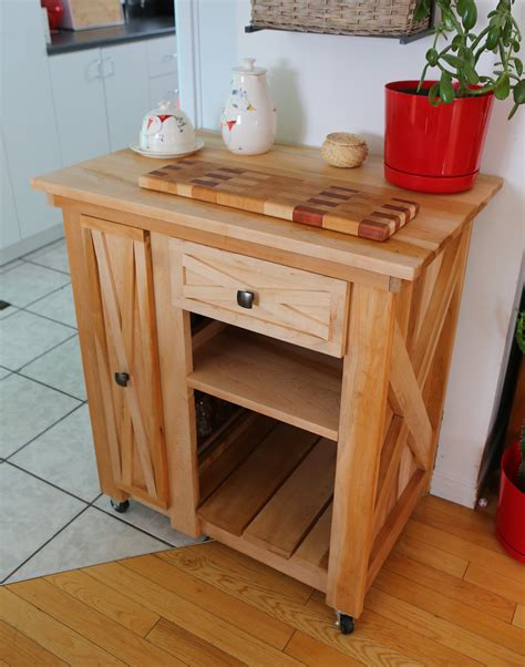 Modified version of the Rustic X small rolling kitchen island | Ana White