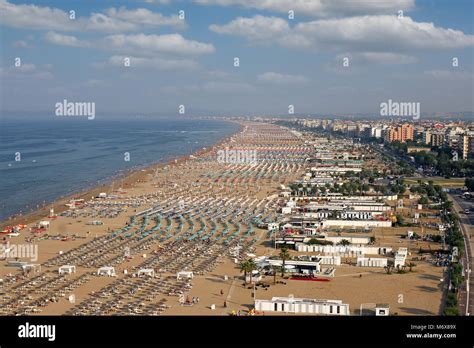 beach Rimini Italy aerial view summer season Stock Photo - Alamy