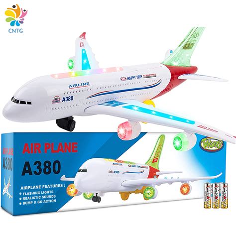 Airplane Toys for Kids, Bump and Go Action, Toddler Toy Plane with LED Flashing Lights and ...