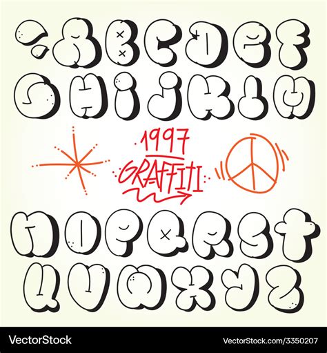 Graffiti bubble font Royalty Free Vector Image