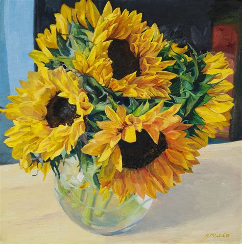 Sunflowers (2013) Oil painting by Rebecca Miller | Sunflower painting, Painting, Sunflower art