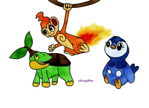 Pokemon Gen 4 Starters by The-Real-Shaydee on deviantART