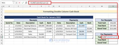 How to Format Double Column Cash Book in Excel - ExcelDemy