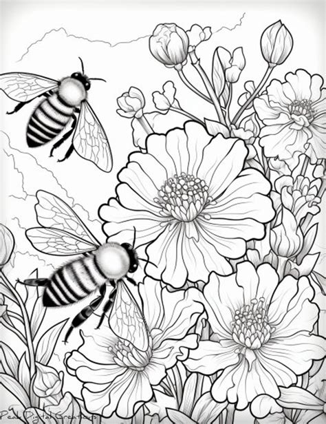 Buzzy Bees Coloring Page Printable - Etsy