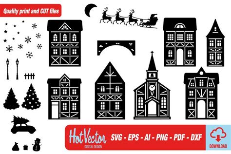 Get Svg Christmas Village Silhouette PNG – Free SVG Cutfiles Bundles Free