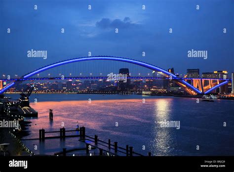 Lupu bridge at night, Shanghai, China Stock Photo - Alamy