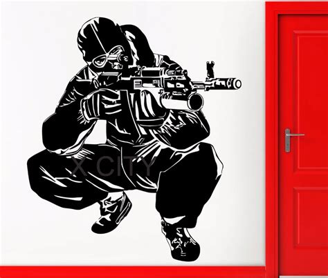 Soldier Shooting Army Special Forses AK 47 Military Wall Art Decal Sticker Die Vinyl Cut ...