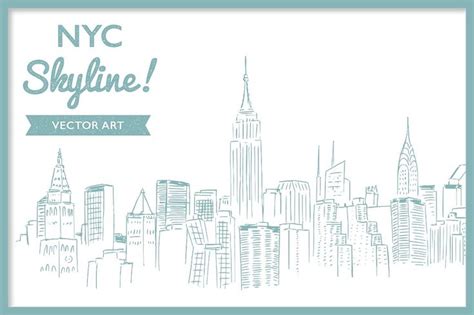 New York City Line Art Bundle! | New york city, New skyline, City skyline