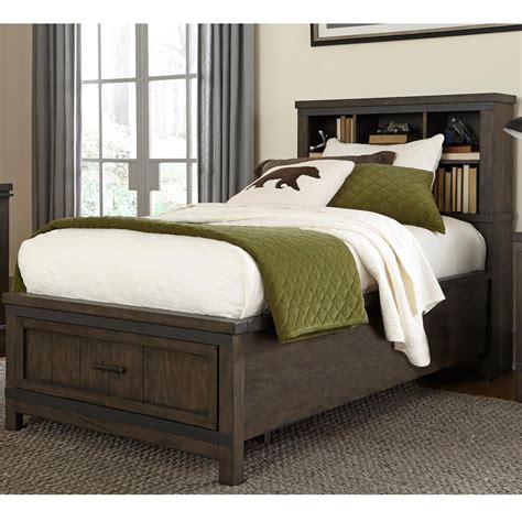 Liberty Furniture Thornwood Hills Rustic Full Bookcase Bed with Footboard Storage | A1 Furniture ...