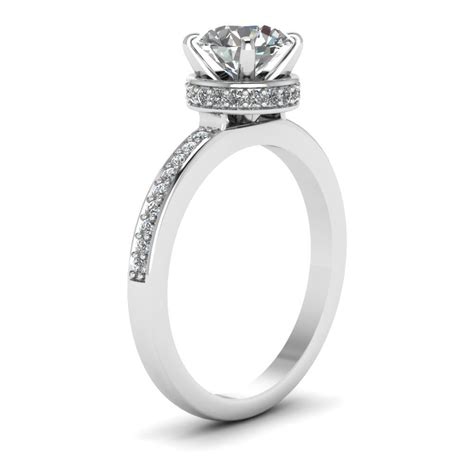 Half Carat Diamond Hidden Engagement Ring In 14K White Gold | Half carat diamond ring, Round ...