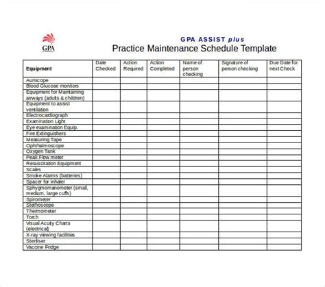 54+ Maintenance Schedule Template - Free Word, Excel, PDF Format Download