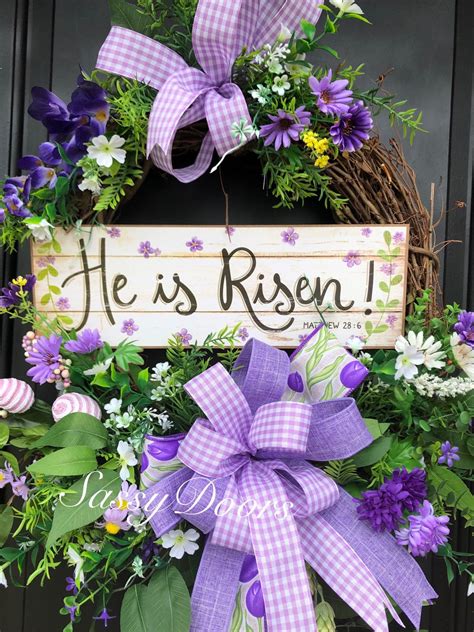 Easter Wreaths, Easter Religious Wreaths, Spring Wreaths For Front Door, He Is Risen Wreath ...