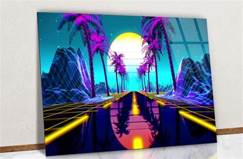 Neon Retrowave Road Glass Wall Art Neon Glossy 80s Retro - Etsy