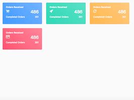 Bootstrap html snippet. Gradients dashboard cards