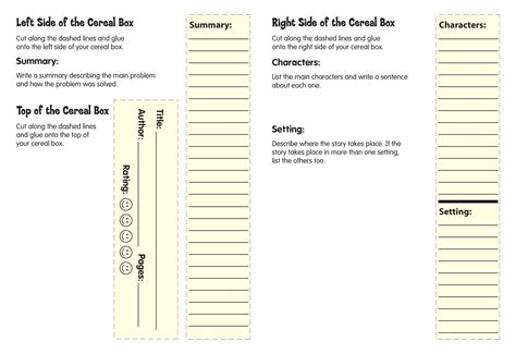 Cereal Box Book Report Template | Cereal box book report, Book report, Book report templates