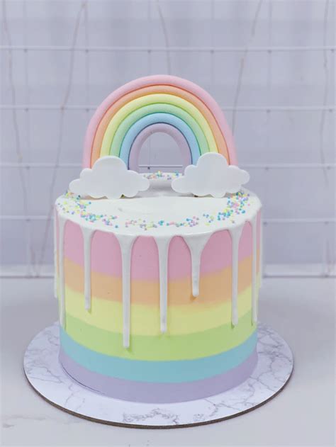 rainbow drip cake with macarons - Knocked Up Vlog Photogallery