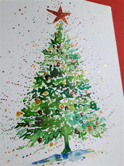 Watercolor Christmas Tree Card Watercolor Christmas Tree, Christmas Tree Painting, Christmas ...