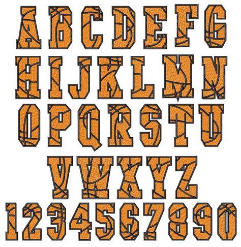 BASKETBALL Font | Embroidery fonts, Basketball drawings, Cross stitch alphabet patterns