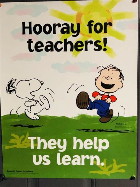 Peanuts Snoopy rare poster Hooray For Teachers | #1995375811