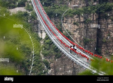 Aerial photos show the world's longest glass suspension bridge - Hongyagu Glass Suspension ...