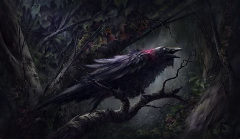 Black bird painting, digital art, fantasy art, birds, crow HD wallpaper | Wallpaper Flare