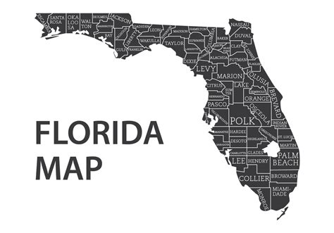 Florida Map with Counties Vector 157367 Vector Art at Vecteezy