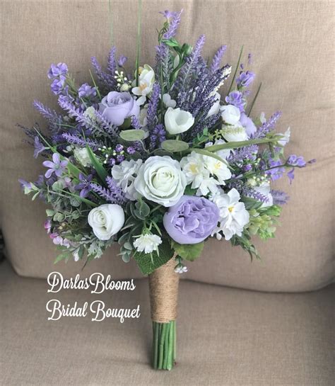 Lavender Wedding Bouquet, Boho Bouquet, Purple Wedding Flowers, Silk Wedding Flowers, Lavender ...