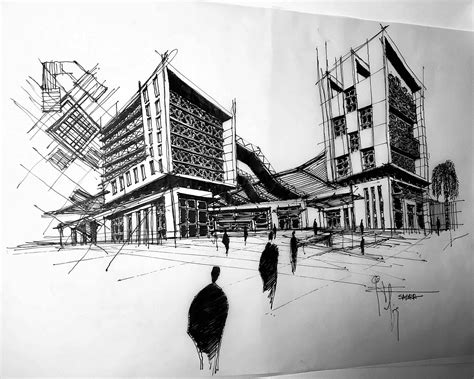 Architectural sketch by Rafiq Sabra|Sketches