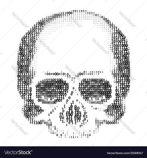 Skull silhouette from numbers 0 and 1 ascii art Vector Image