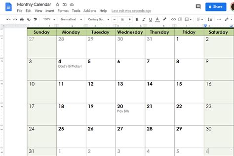 How to Use the Calendar Template in Google Docs