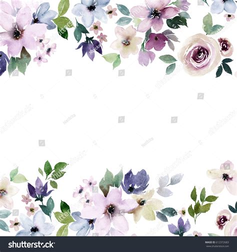 Ilustrasi Stok Watercolor Floral Border Design Colorful Template 612372683 | Shutterstock