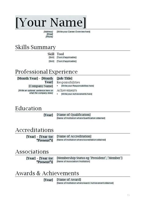 Word Document Free Resume Template