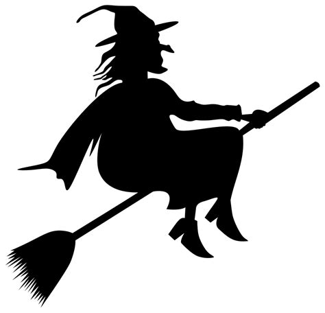 OnlineLabels Clip Art - Broom Riding Witch Silhouette