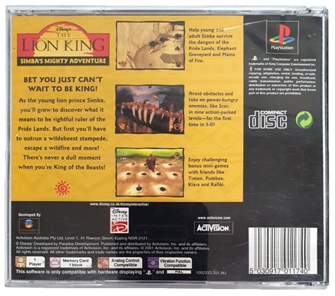 Disney's The Lion King Simba's Mighty Adventure PS1 PS2 PS3 PAL*Comple