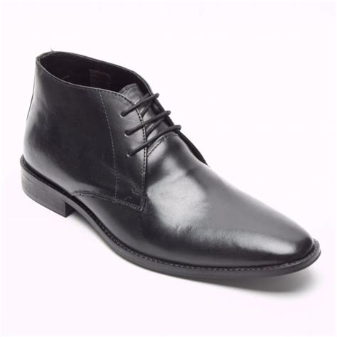 LUCINI Lucini Formal Men Black Leather Formal Heels Wedding Office Desert Lace-Up Boots - Mens ...