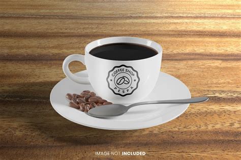 cup coffee realistic logo mockup psd