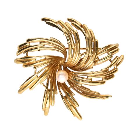 14CT GOLD CULTURED PEARL BROOCH