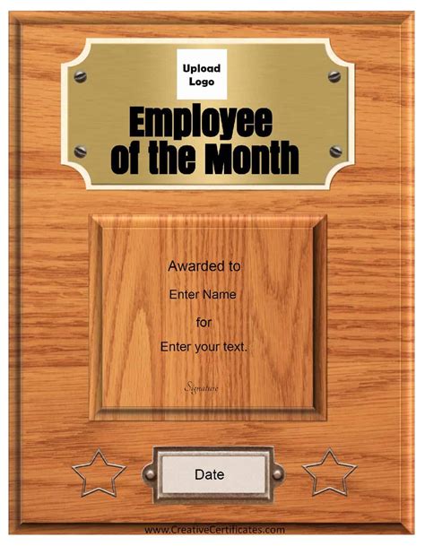 Free Custom Employee of the Month Certificate