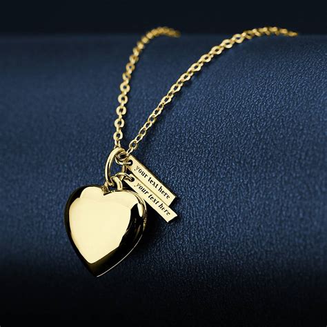 Personalized Heart Photo Locket Necklace With Engraving Name 14k Gold Plated, Engraved Necklace ...