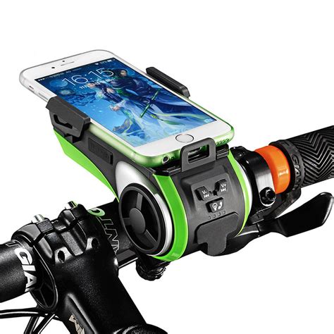 rockbros multifunction bicycle phone holder bike light bluetooth audio powerbank cycling ring ...