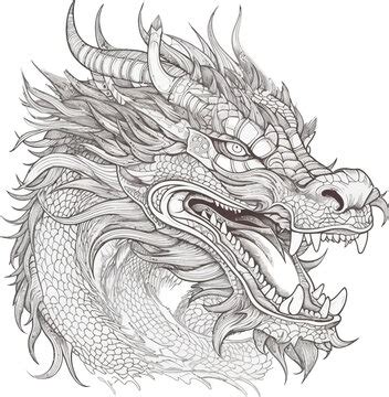 Chinese Dragon Face Drawing