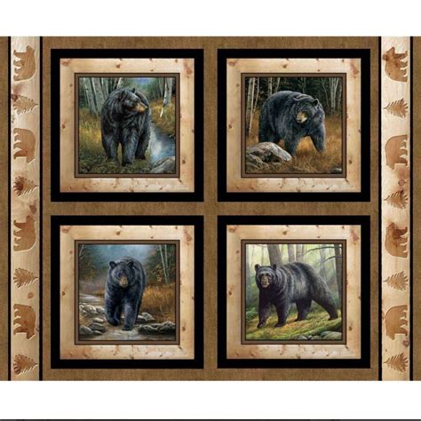 100% Cotton Fall Wildlife Cotton Fabric Digital Print Bear - Etsy