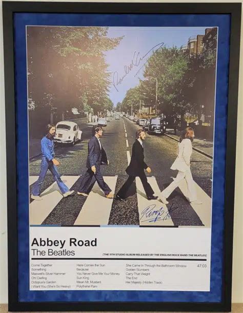 Autographed Beatles Abbey Road Framed Poster | Freck's Auto Art