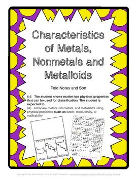 Characteristics of Metals, Metalloids, and Nonmetals Sort and Fold